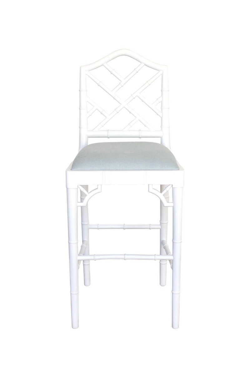 "Nantucket" Hamptons Style Chippendale Kitchen Counter Bar Stool, White - Image 2