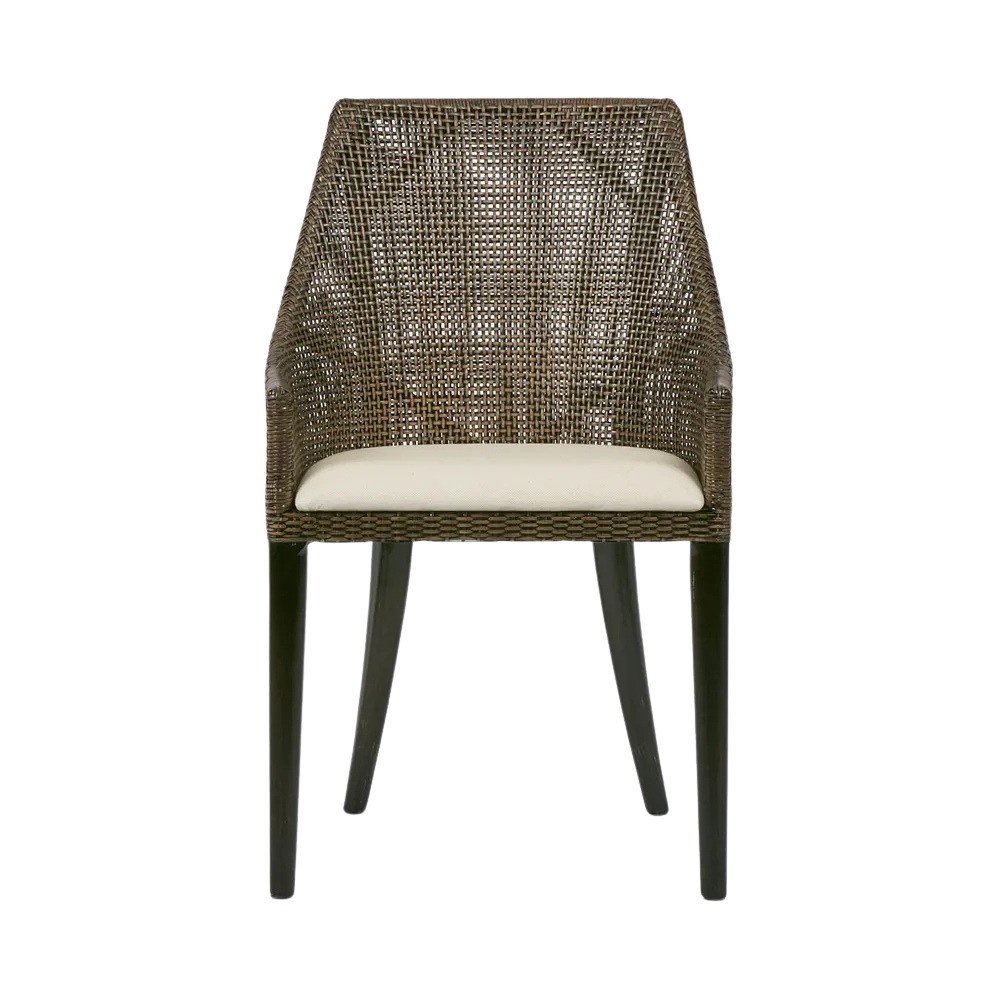 Charlotte Rattan Dining Chair Soil Brown, W 54 D 56 H 88cm (RRP $499)