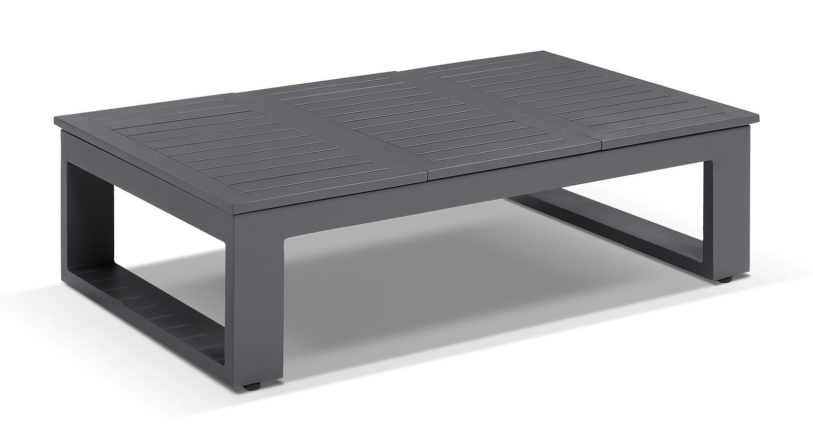 "Hawaii" Hamptons Style Outdoor Setting with 3 + 2 + 1 + 1 Seater Lounges in Charcoal with Denim Grey Cushions plus Coffee Table - Image 5