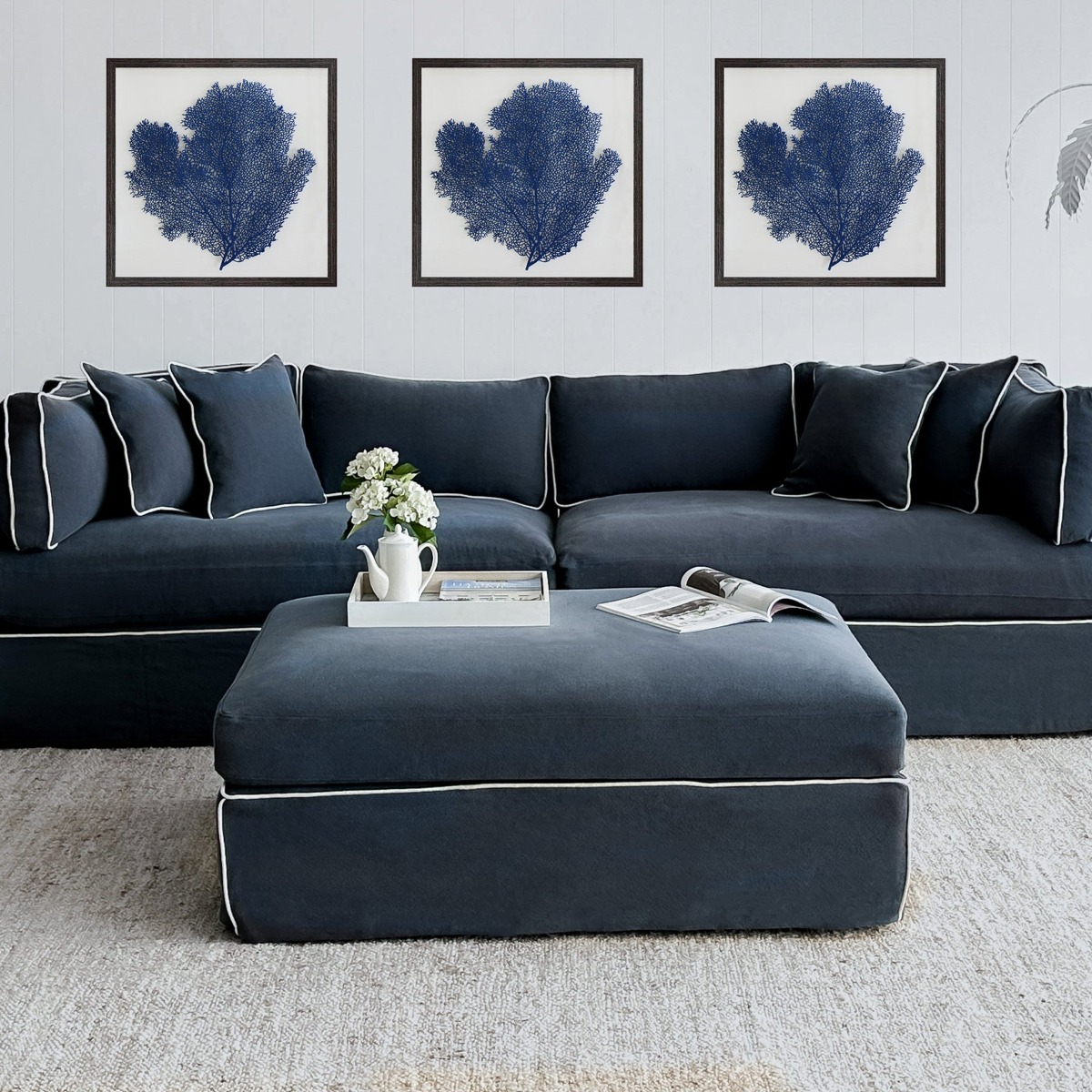 Marbella Modular Sofa C Navy, W 125 D 91 H 45cm (RRP $1429) - Image 2