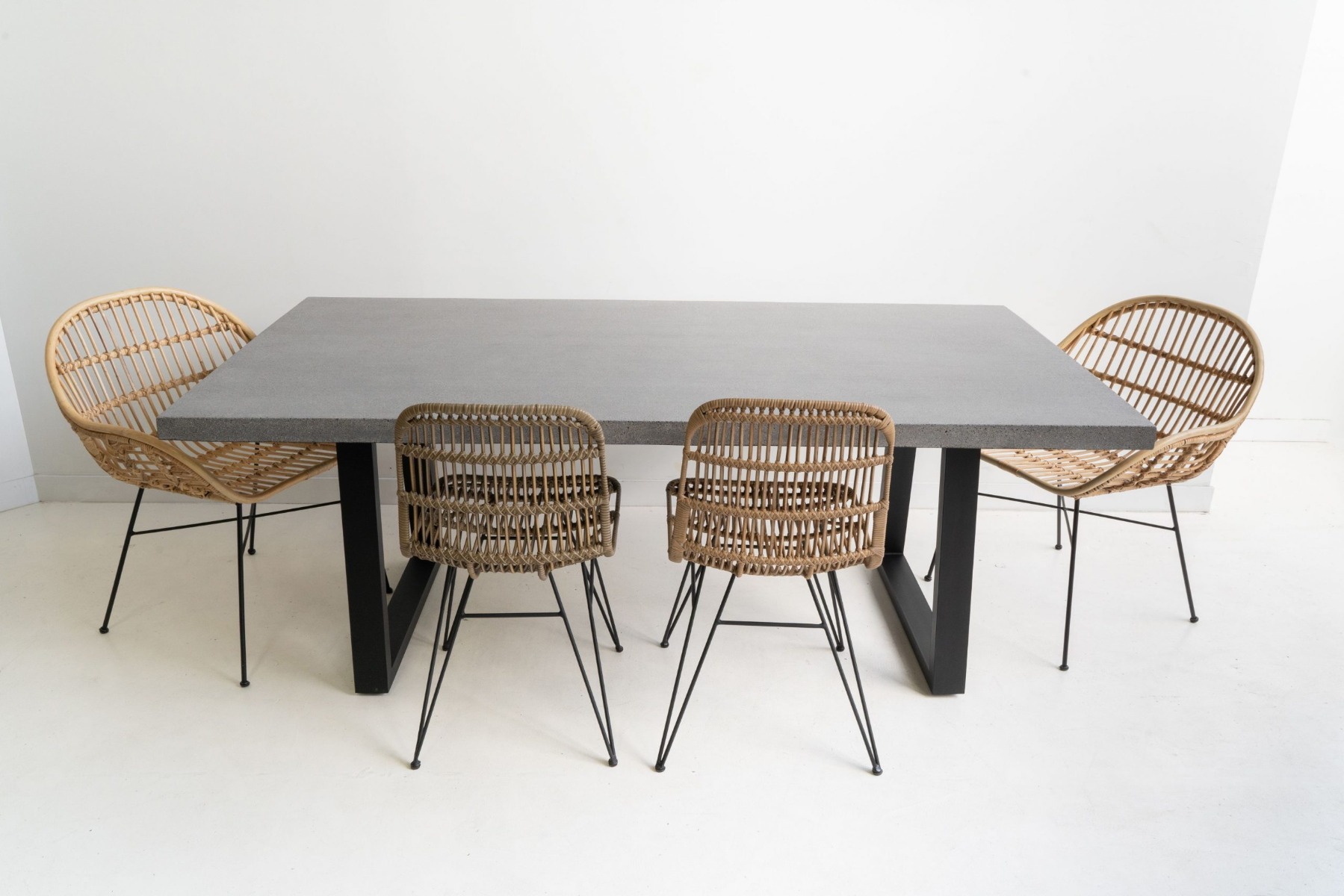 2.0m Sierra Elkstone Rectangular Dining Table – Speckled Grey with Black Powder Coated Legs - Image 5