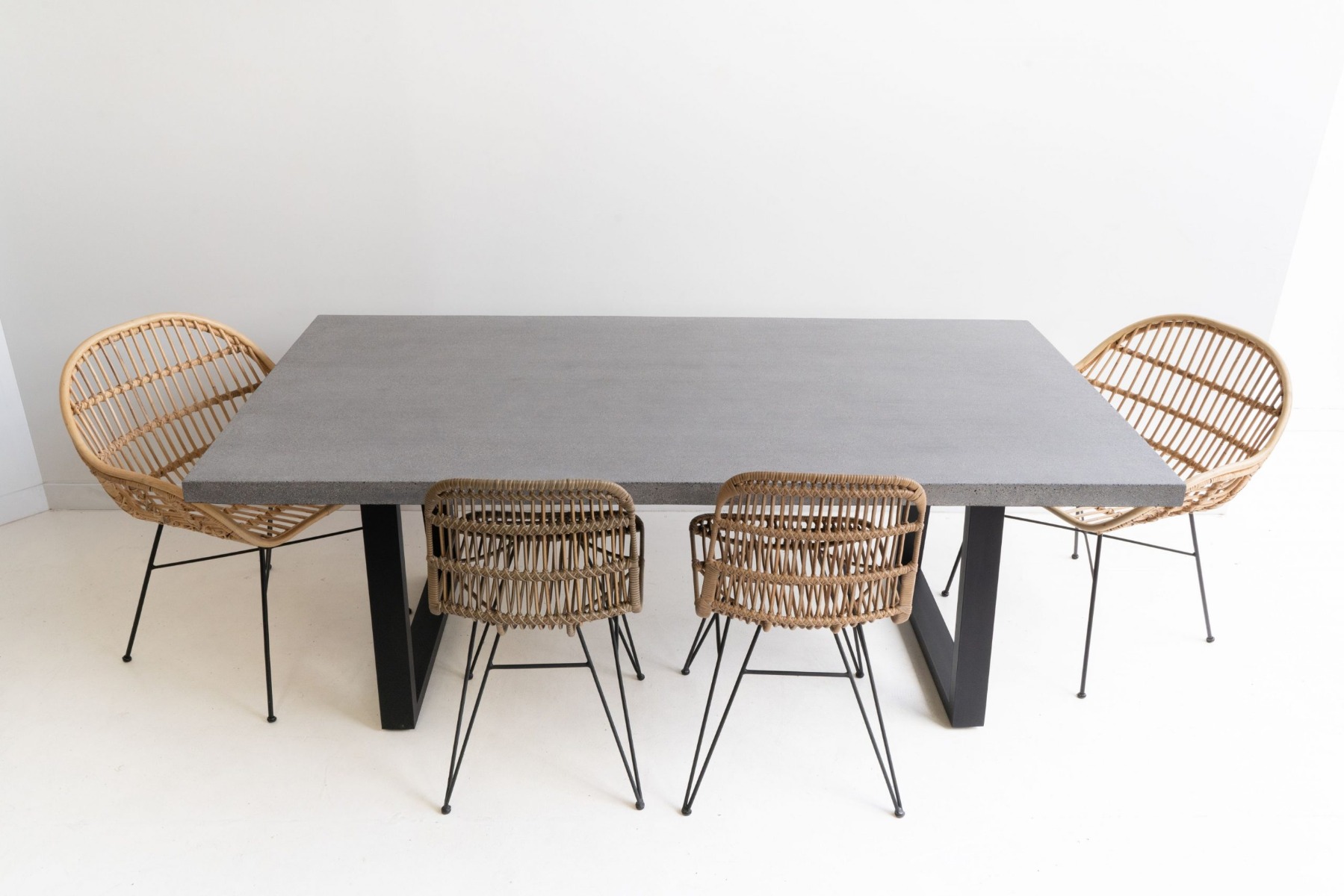 2.0m Sierra Elkstone Rectangular Dining Table – Speckled Grey with Black Powder Coated Legs - Image 2