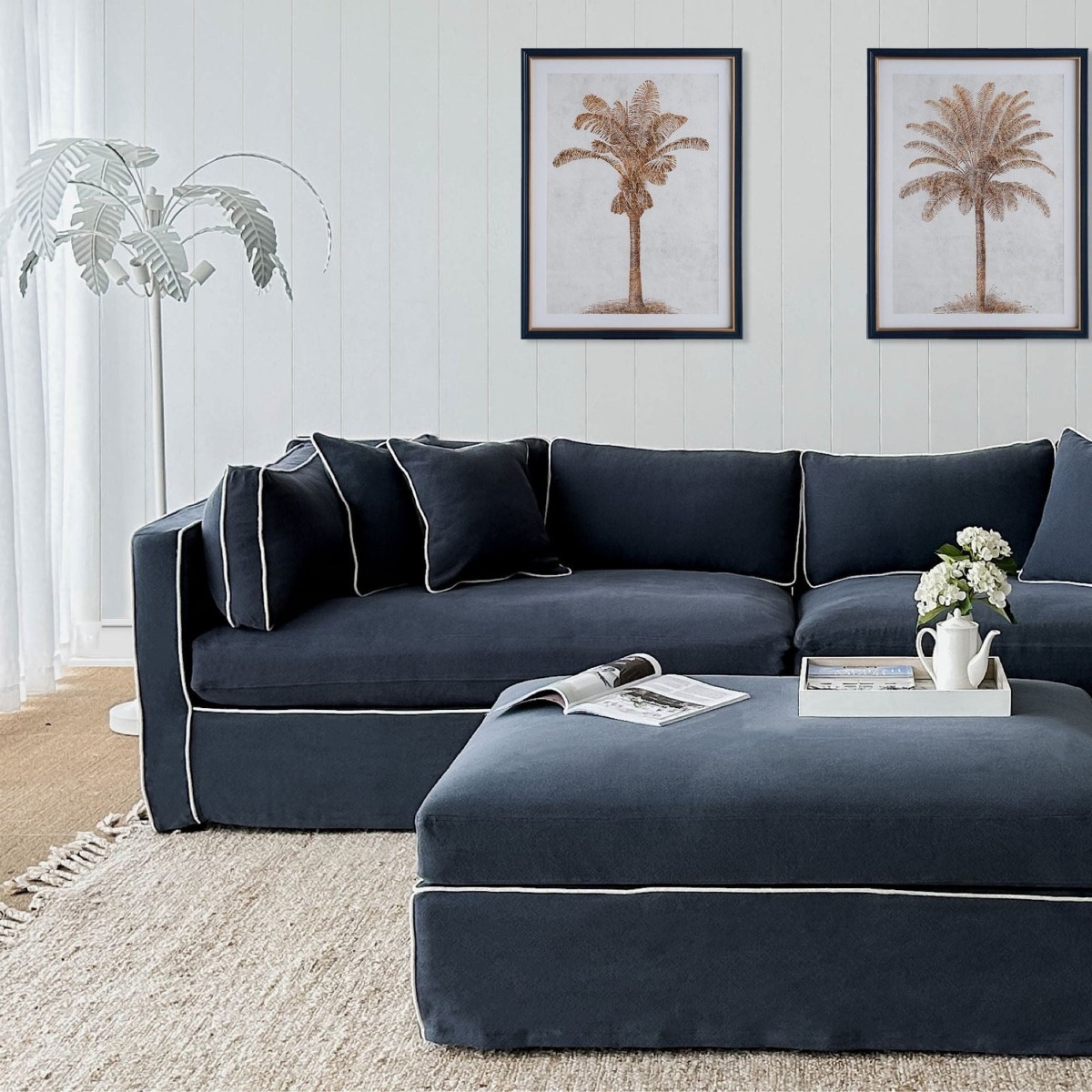 Slip Cover - Marbella Modular Sofa A Navy, W 150 D 100 H 85cm (RRP $799) - Image 12