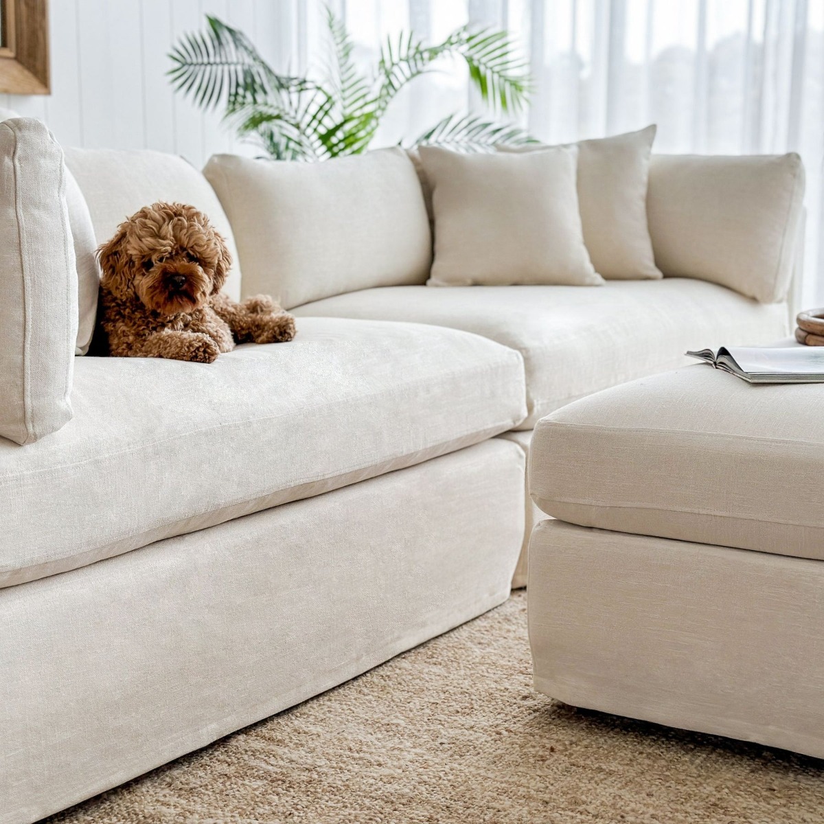 Marbella 4 Seat Slip Cover Sofa Ivory, W 300 D 100 H 85cm (RRP $3859) - Image 9