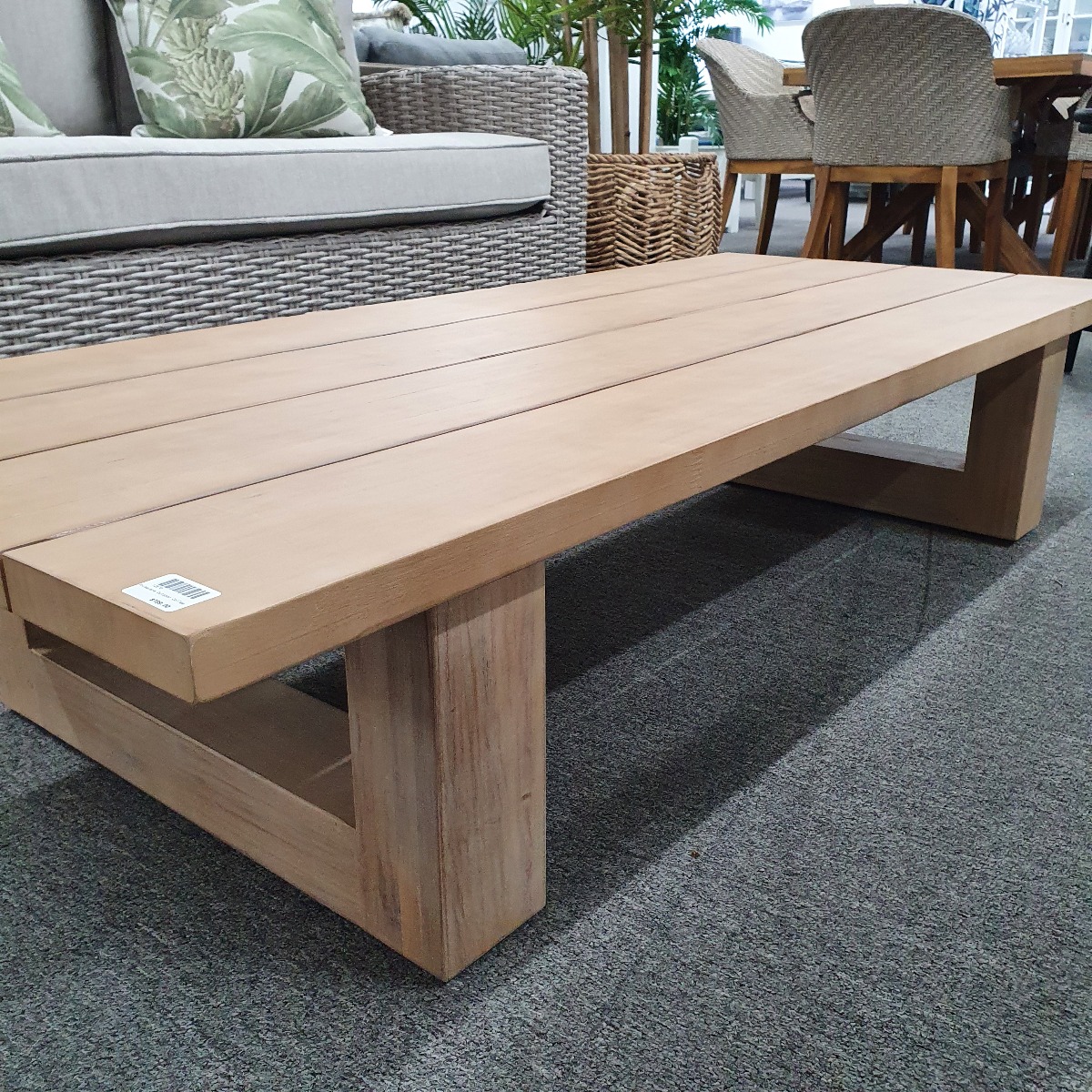 FLOORSTOCK SALE "Primavera" Solid Hardwood Timber Coffee Table Light Teak, Suitable for Indoors or Outdoors, 220cm x 65cm x 32cmH (RRP $1499) - Image 4