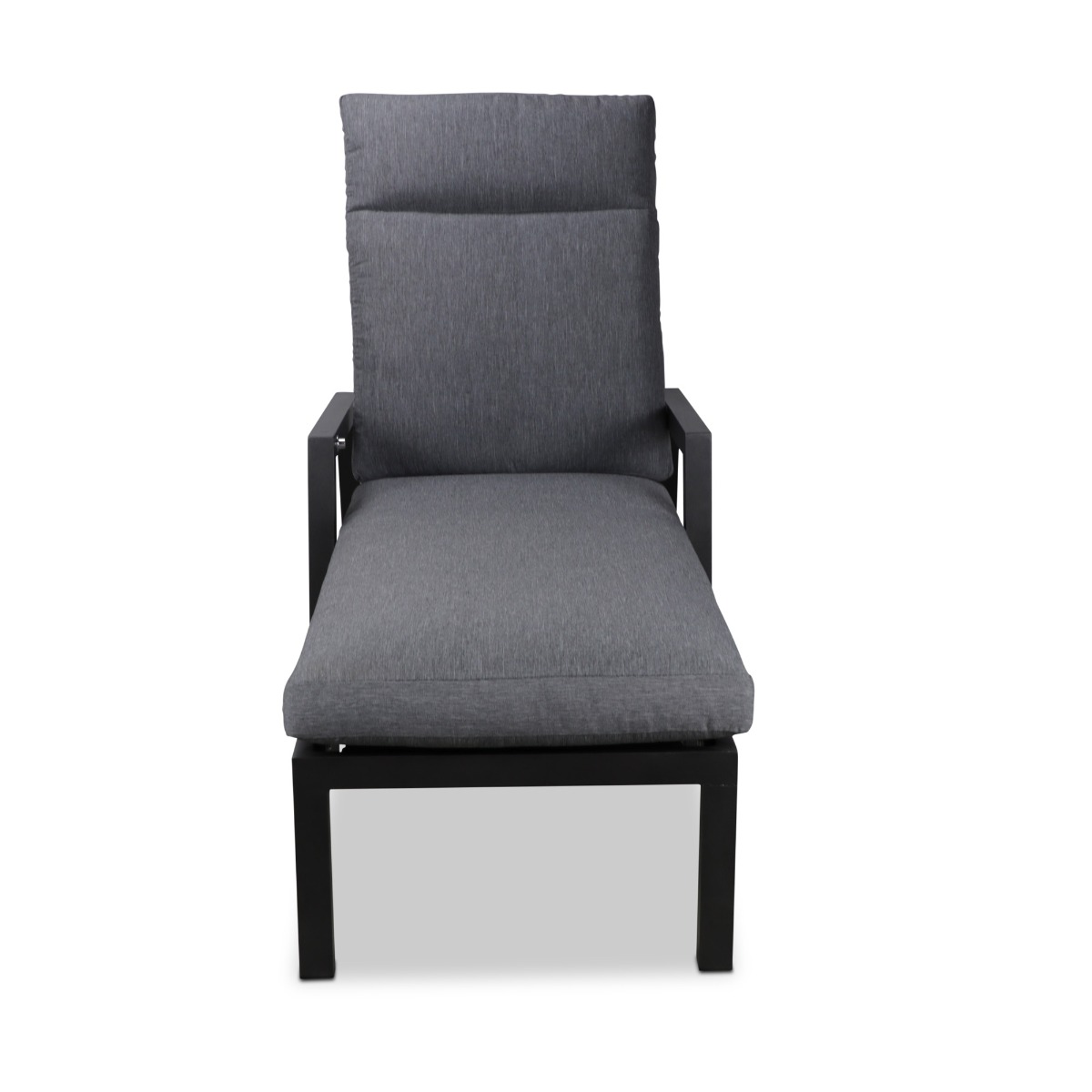"Laguna" Hamptons Style Outdoor Reclining Sunlounger in Gunmetal with Platinum Olefin Cushions - Image 2