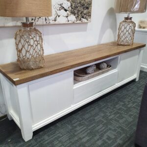 CLEARANCE  ITEM "Jefferson" Hamptons Timber TV Entertainment Unit Two Tone, 210cmL x 48cmD x 63cmH (RRP $1499)
