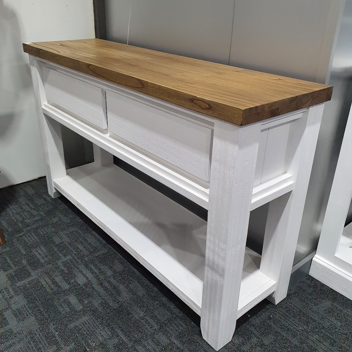"Jefferson" Hamptons Timber Hall Console Table Two Tone, 130cmL x 38cmD x 78cmH - Image 3