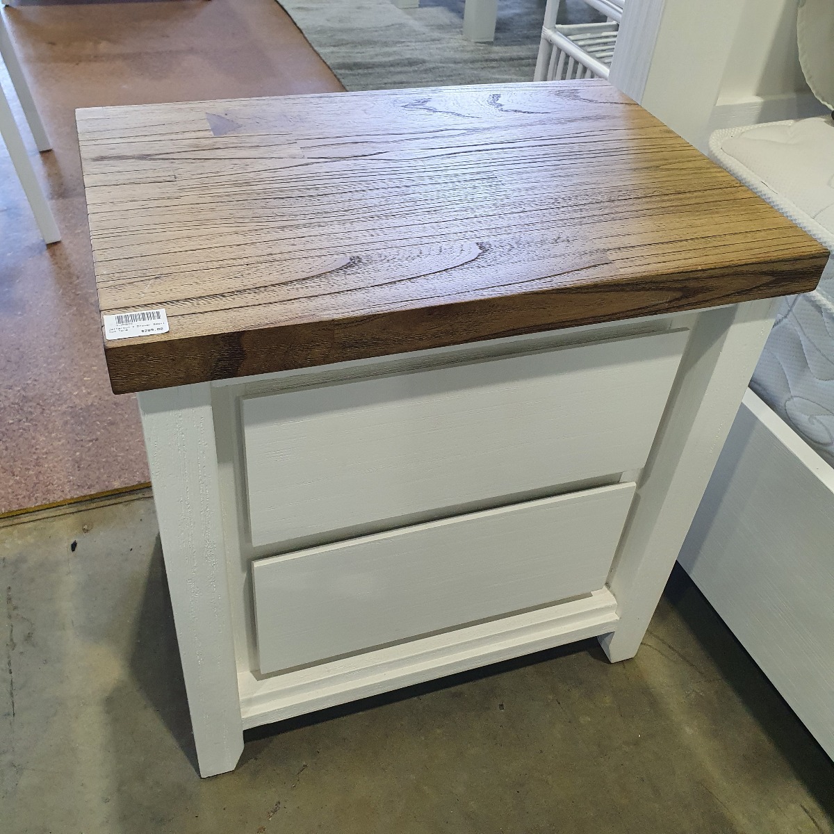 "Jefferson" Hamptons Style Timber Bedside Table Two Tone, 58cmw x 40cmD x 60cmH - Image 3
