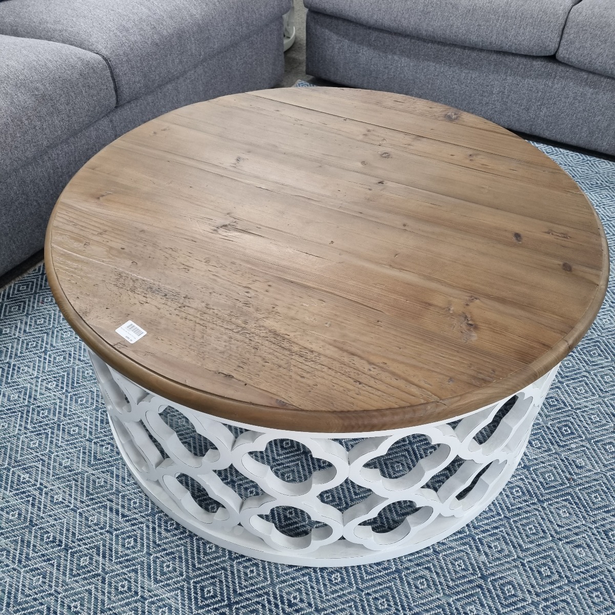 "Riviera" Hamptons Style Round Coffee Table Two Tone, 100cm x 100cm x 46cmH - Image 2