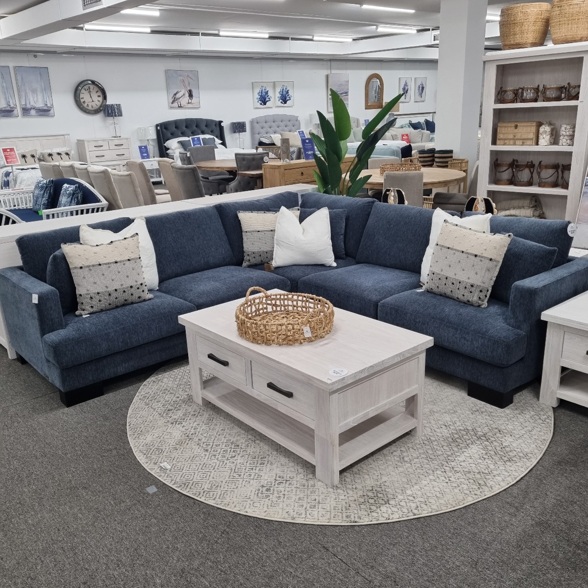 CLEARANCE SALE "Hamilton" Luxury Foam Fabric Modular Corner Lounge, Sky Blue - LAST ONE BRAND NEW IN BOX!! (RRP $2999) - Image 2