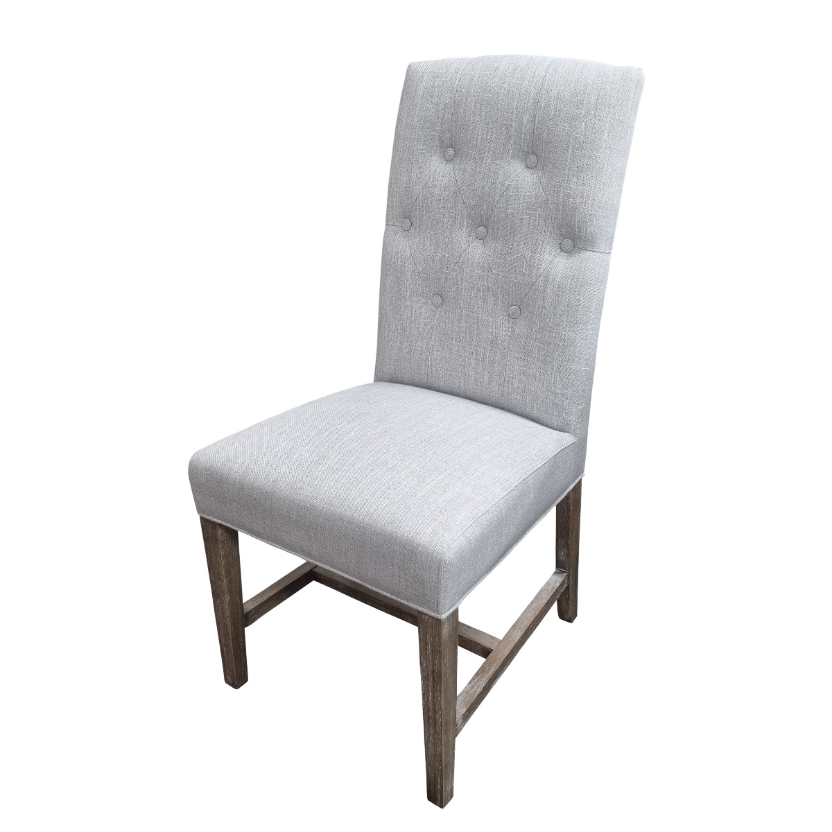 Tiffany Hamptons Style Buttoned Dining Chair, Silver with Whitewash Timber Legs (RRP $349) - Image 7