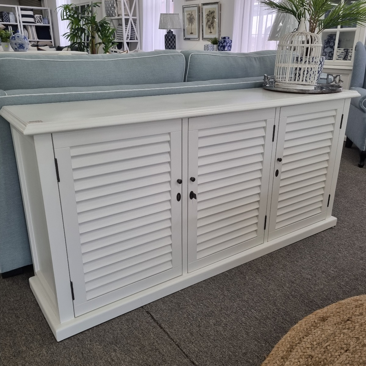 WAREHOUSE CLEARANCE SALE "Whitehaven" Hamptons Style Timber Buffet 3 Door White, 167cmL x 40cmD x 80cmH (RRP $1499) - Image 7