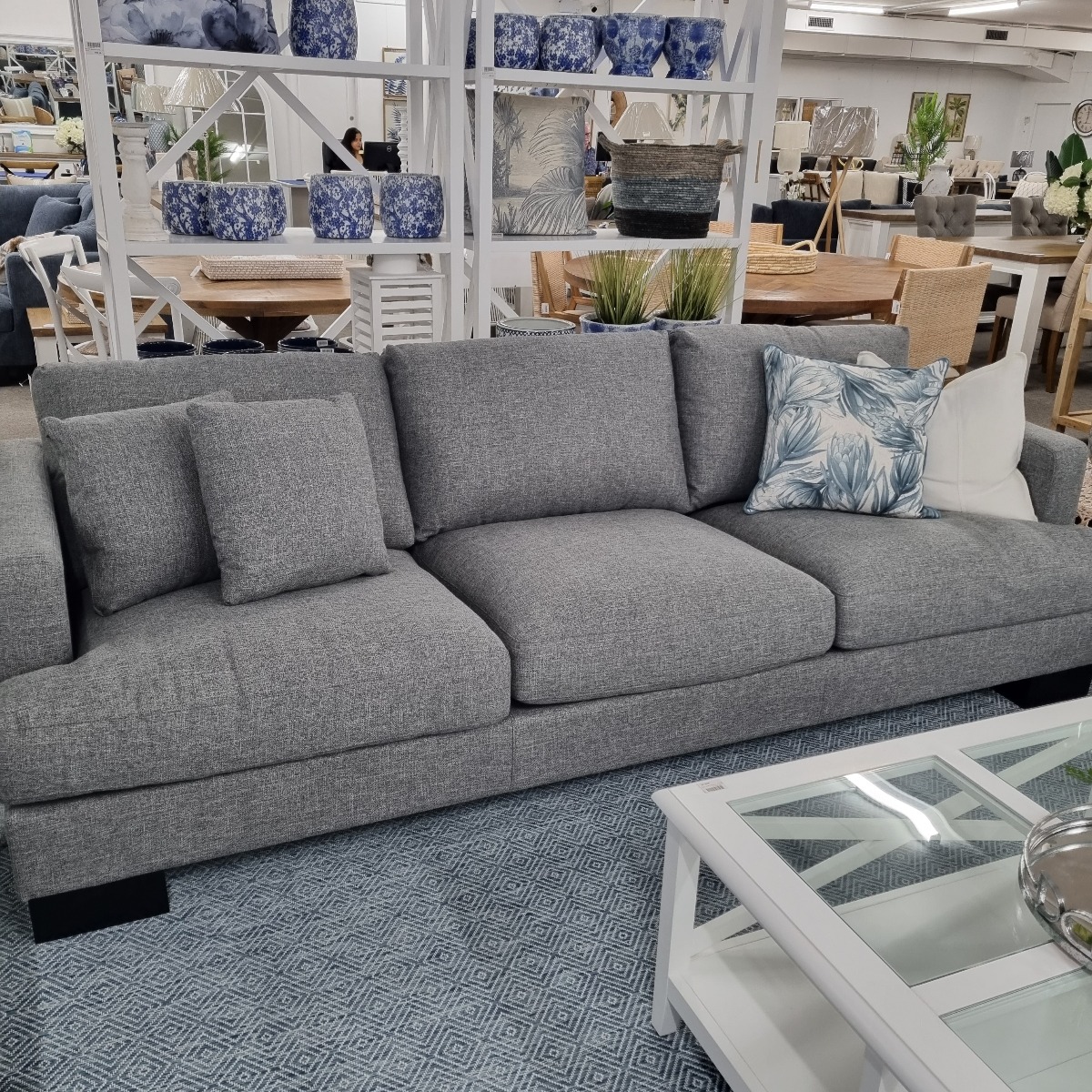 FEATHER LOUNGE SUPER SALE "Oasis" Luxury Feather Wrapped Foam Fabric 3.5 Seater Lounge, Superior Comfort, Galaxy Cloud (RRP $2499) - Image 2