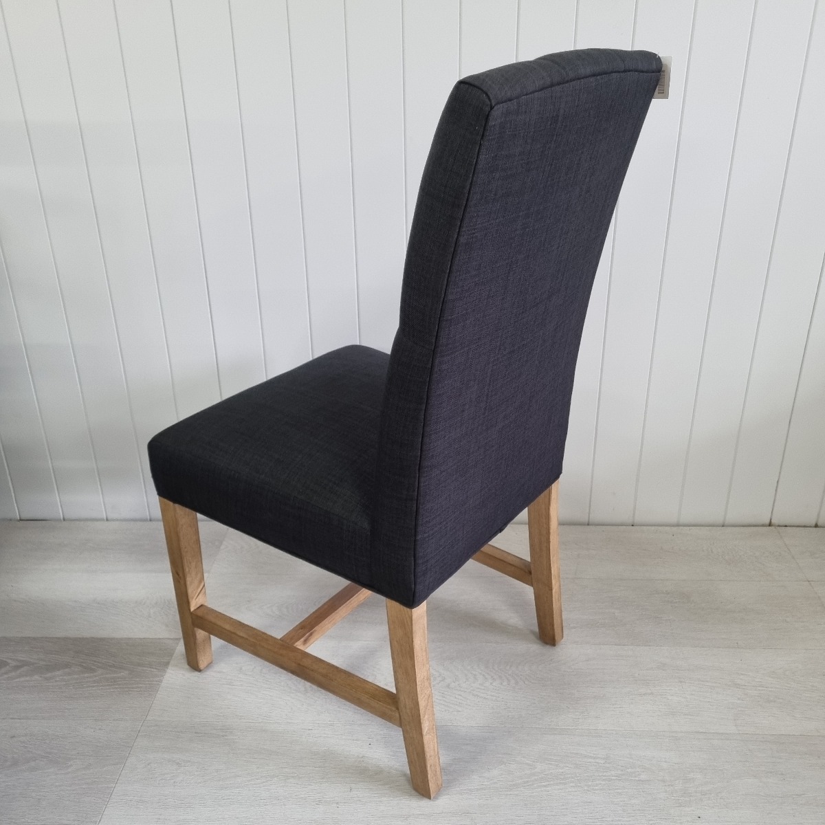 Tiffany Hamptons Style Buttoned Dining Chair, Black with Natural Timber legs (RRP $399) - Image 3