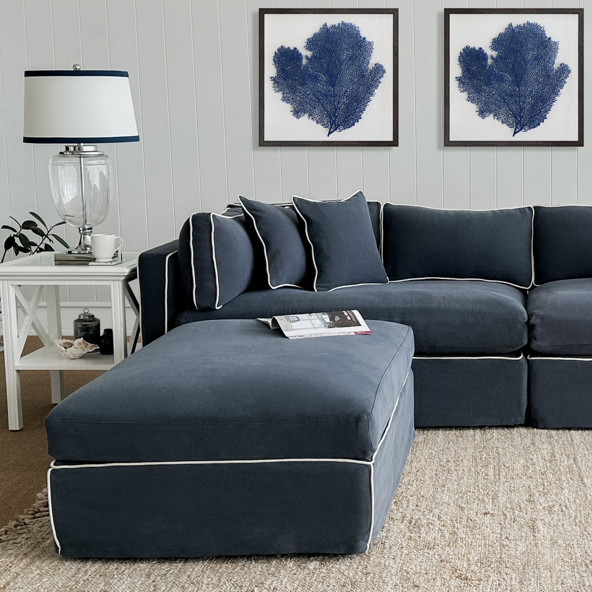 Marbella Modular Sofa C Navy, W 125 D 91 H 45cm (RRP $1429) - Image 3