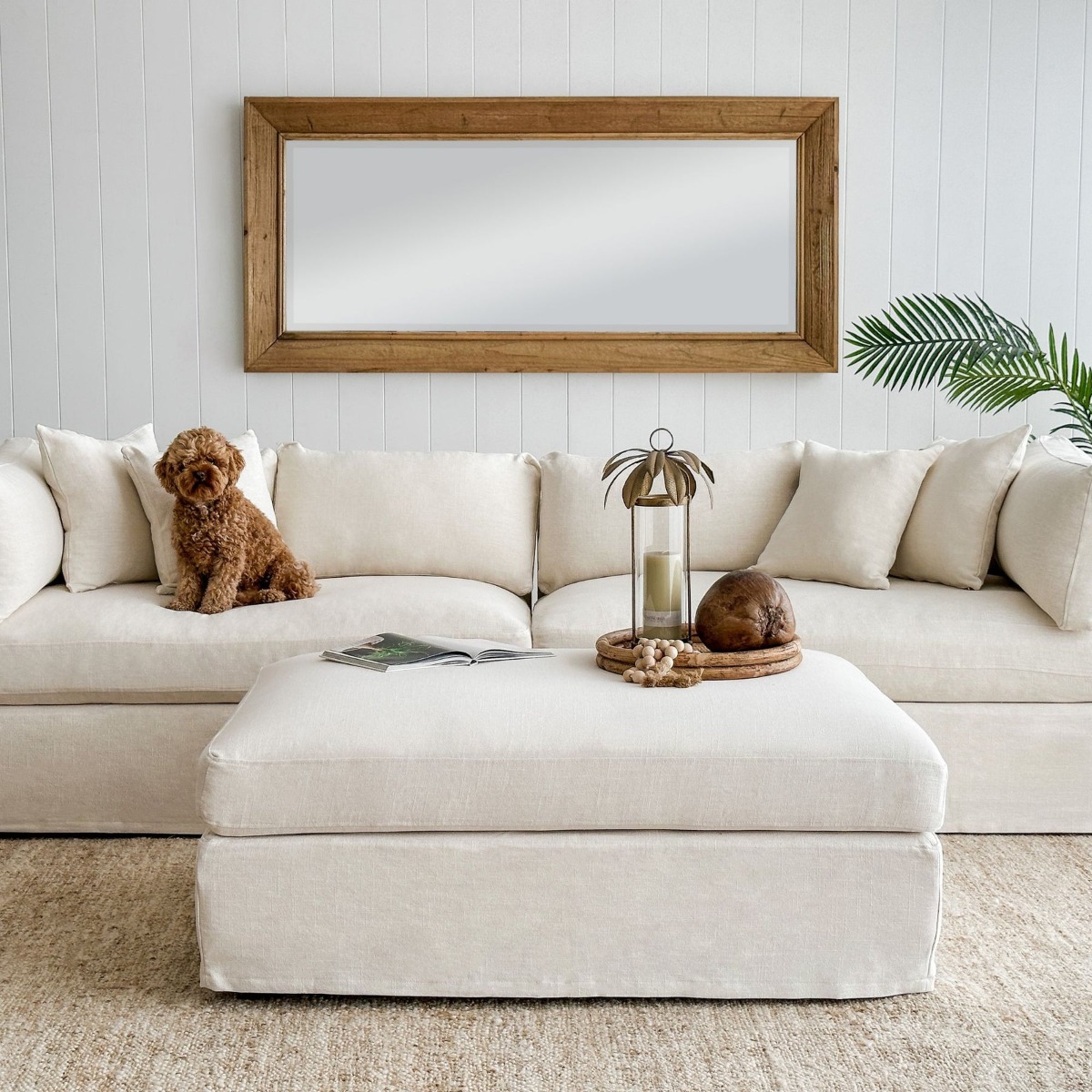 Marbella Ottoman Ivory, W 125 D 91 H 45cm (RRP $1429) - Image 2