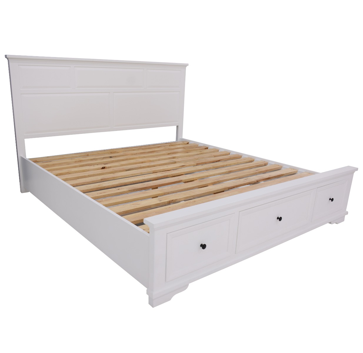 "Emily" Hamptons Style Solid Timber King Bed Frame in White, 215cmL x 197cmD x 120cmH - Image 2