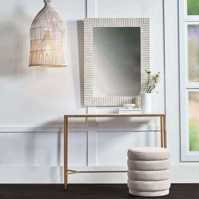 Chloe Stone Console Table Large Antique Gold, 110cm W x 30cm D x 80cm H (RRP $1661) - Image 2