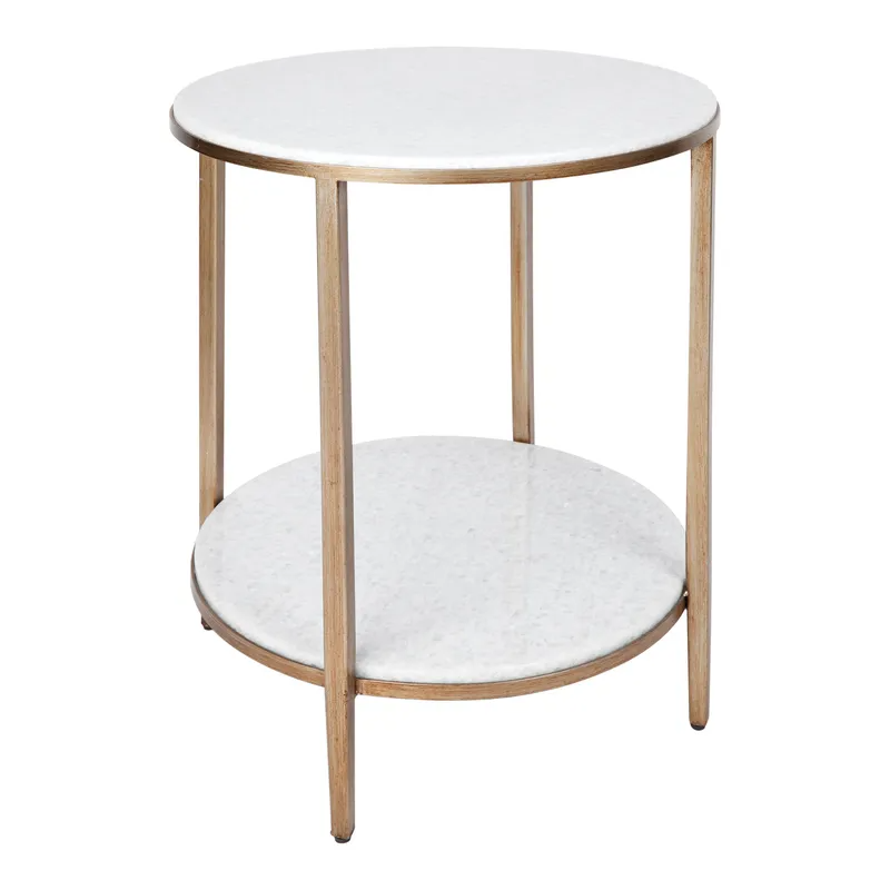 Chloe Stone Side Table Antique Gold, 50cm Dia x 66.5cm H (RRP $1485) - Image 3