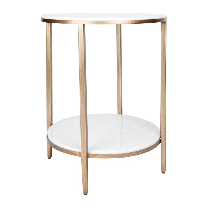 Chloe Stone Side Table Antique Gold, 50cm Dia x 66.5cm H (RRP $1485) - Image 5