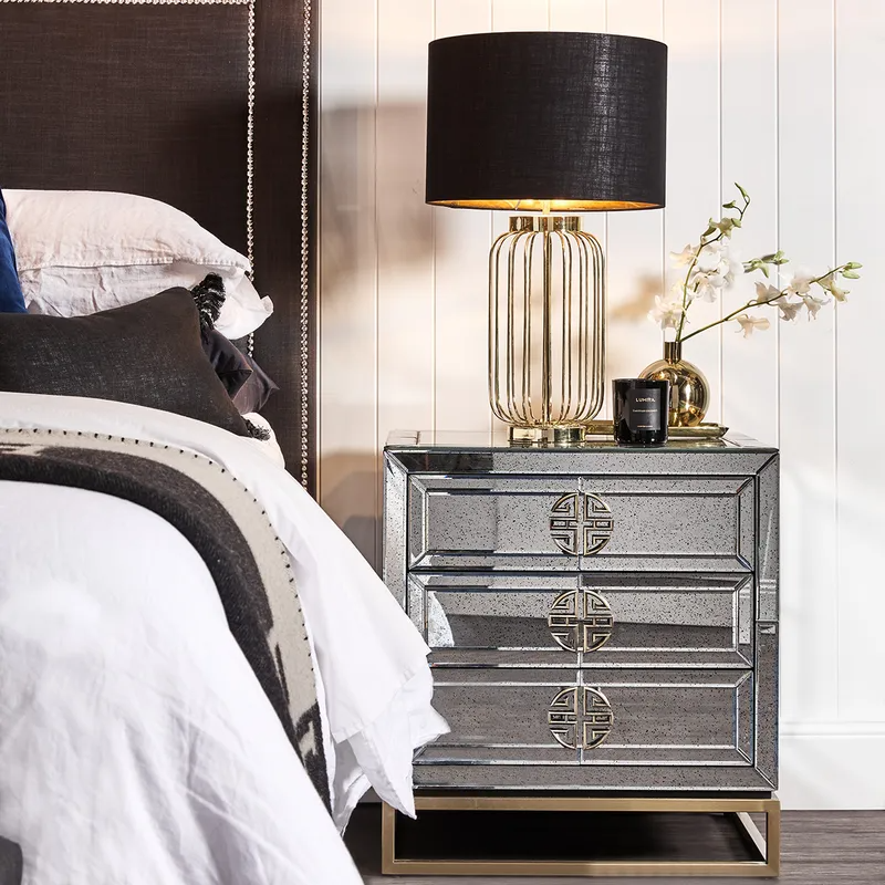 Rochester Mirrored Bedside Table, 60cm W x 50cm D x 65cm H (RRP $1617) - Image 4