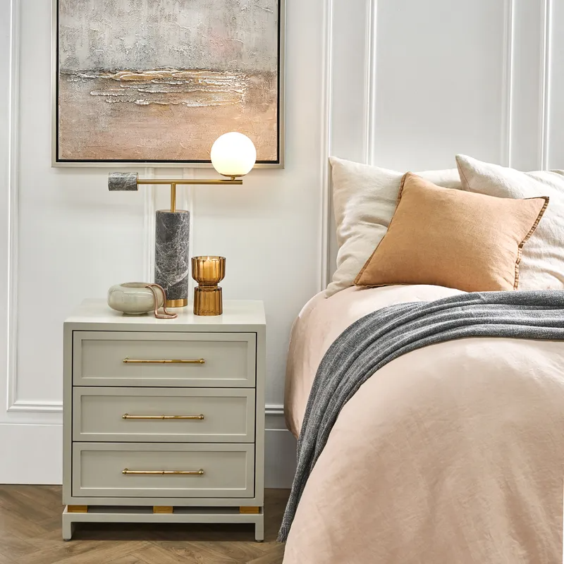 Pearl Bedside Table Large Grey, 60cm W x 43cm D x 66cm H (RRP $1947) - Image 4