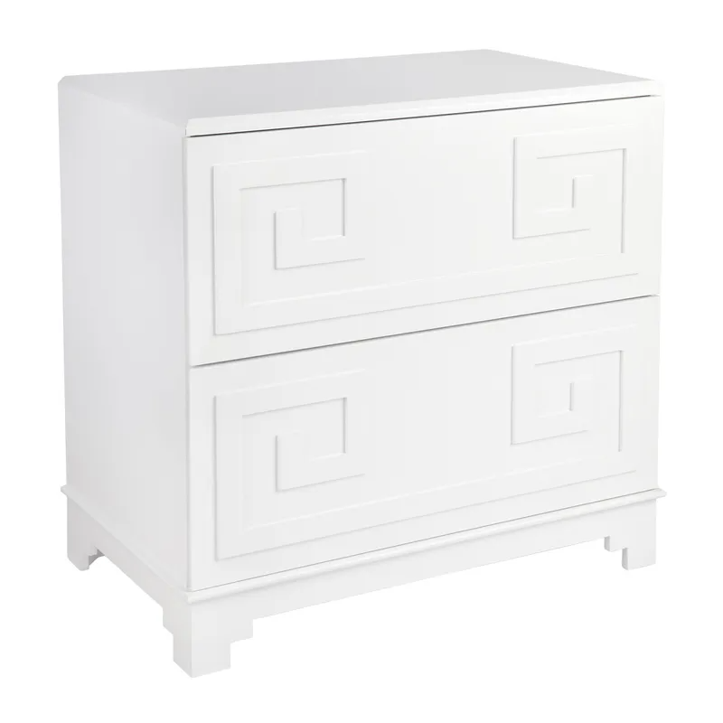 Greek Key Bedside Table White, 70cm W x 40cm D x 69cm H (RRP $1089) - Image 3