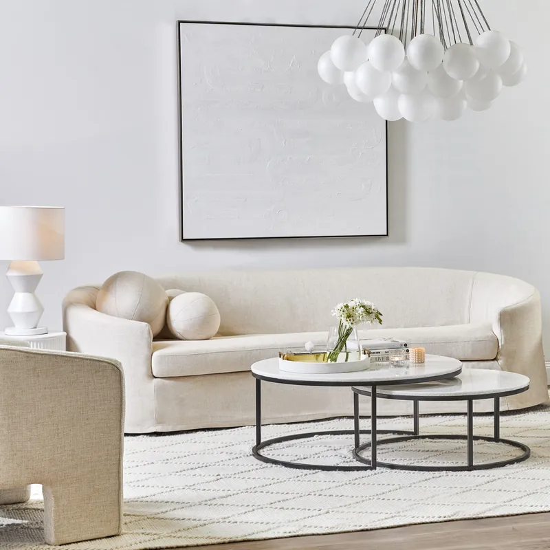 Chloe Stone Nesting Coffee Tables Black, 95cm Dia x 40cm H (RRP $3729) - Image 2