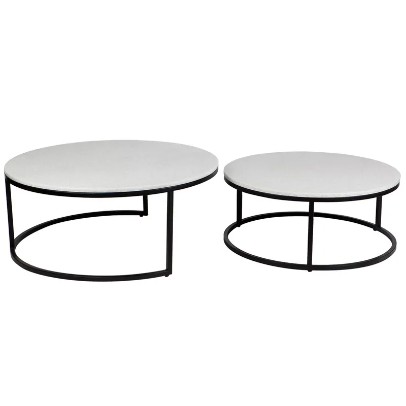 Chloe Stone Nesting Coffee Tables Black, 95cm Dia x 40cm H (RRP $3729) - Image 5