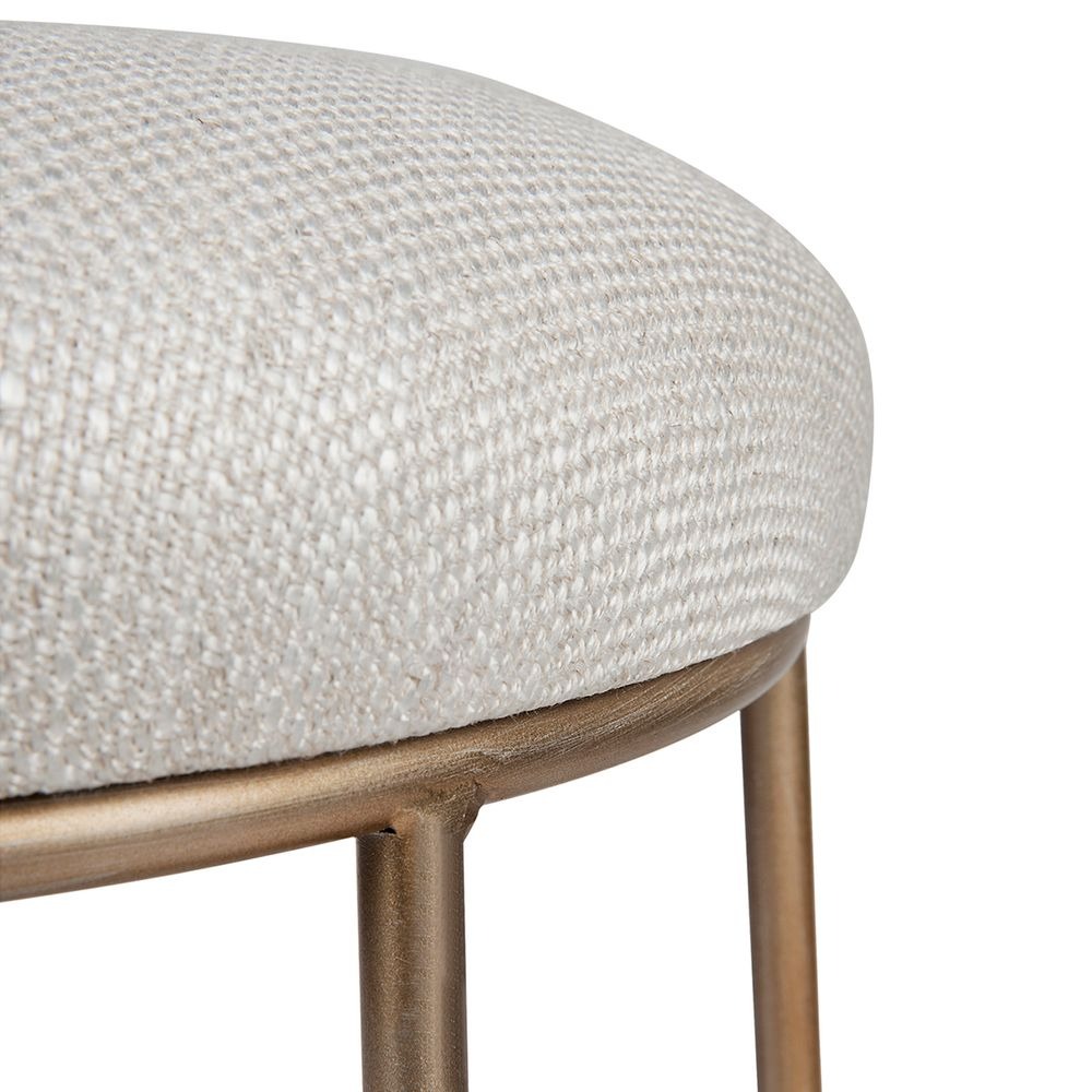 Aiden Gold Steel Kitchen Stool Natural Linen, 45cm W x 38cm D x 66.5cm H (RRP $385) - Image 3