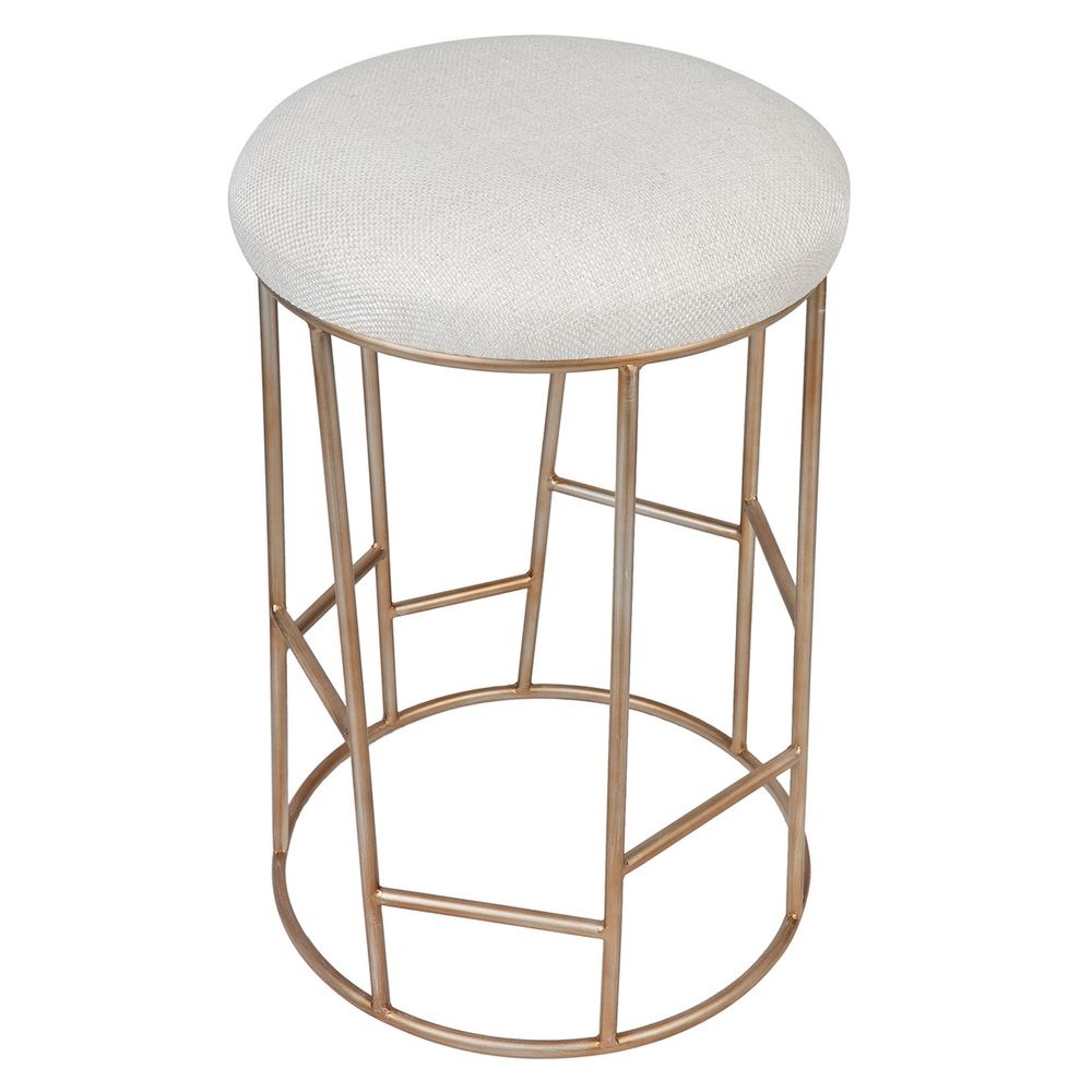 Aiden Gold Steel Kitchen Stool Natural Linen, 45cm W x 38cm D x 66.5cm H (RRP $385) - Image 4
