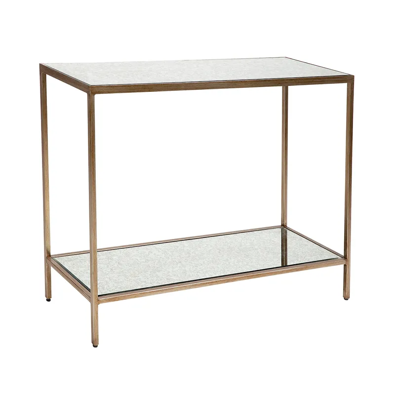 Cocktail Mirrored Console Table Small Antique Gold, 90cm W x 30cm D x 76cm H (RRP $1177) - Image 2