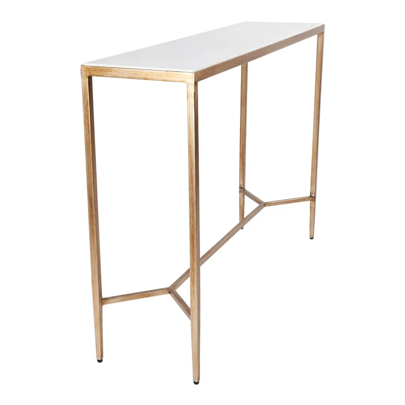 Chloe Stone Console Table Small Antique Gold, 90cm W x 30cm D x 80cm H (RRP $1265) - Image 5