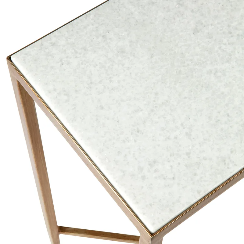 Chloe Stone Console Table Small Antique Gold, 90cm W x 30cm D x 80cm H (RRP $1265) - Image 7