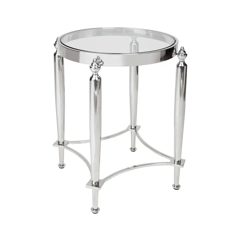 Jak Glass Side Table Nickel, 49cm Dia x 56cm H (RRP $1089) - Image 3