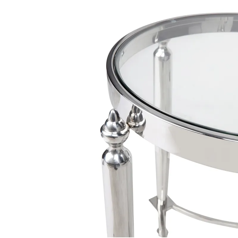 Jak Glass Side Table Nickel, 49cm Dia x 56cm H (RRP $1089) - Image 4