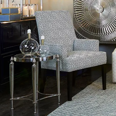 Jak Glass Side Table Nickel, 49cm Dia x 56cm H (RRP $1089) - Image 6