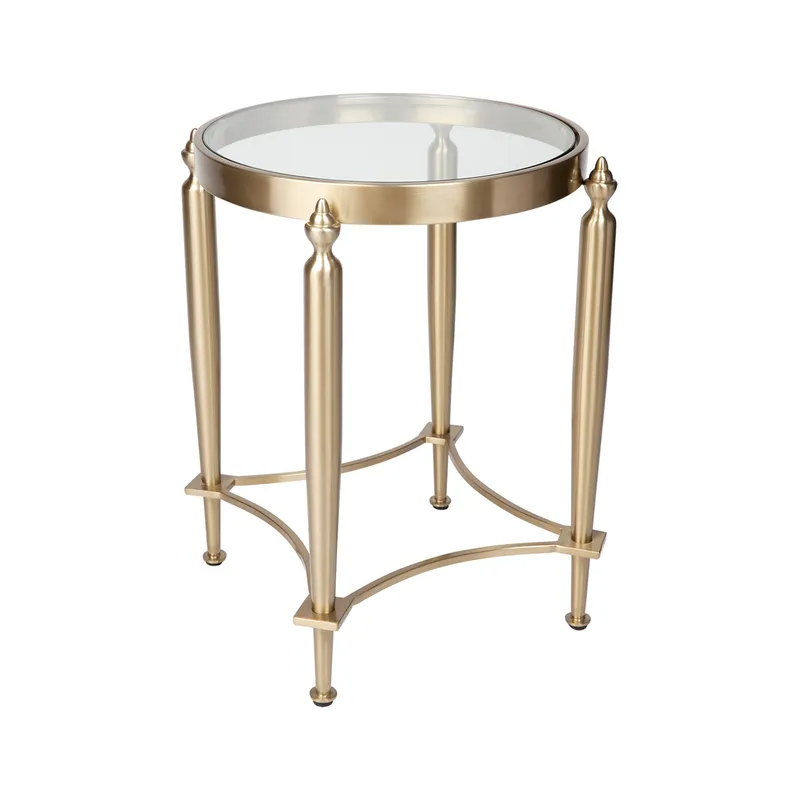 Jak Glass Side Table Gold, 49cm Dia x 56cm H (RRP $1199) - Image 3