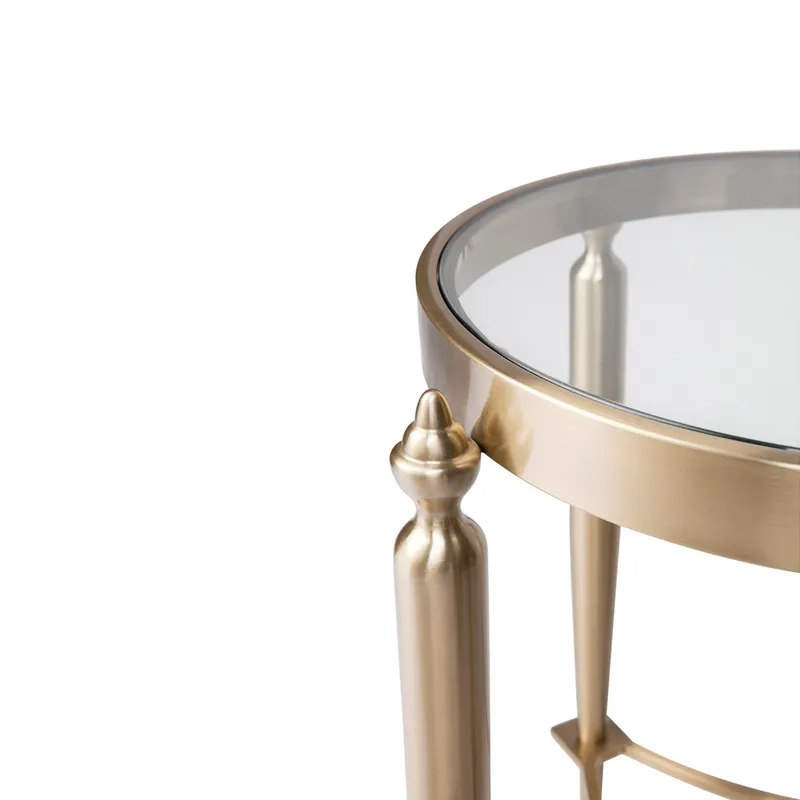 Jak Glass Side Table Gold, 49cm Dia x 56cm H (RRP $1199) - Image 5