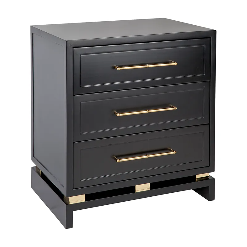 Pearl Bedside Table Large Black, 60cm W x 43cm D x 66cm H (RRP $1947) - Image 2