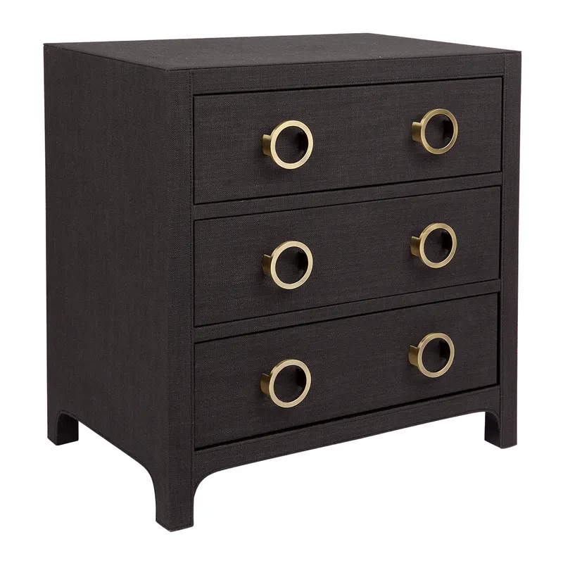 Astley Upholstered Bedside Table Charcoal Linen, 62cm W x 40cm D x 66cm H (RRP $2167) - Image 3