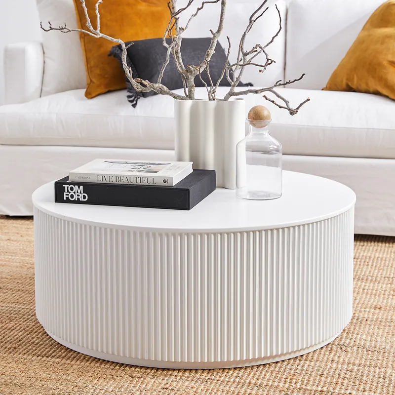 Nomad Round Coffee Table White, 90cm Dia x 36cm H (RRP $1749) - Image 4