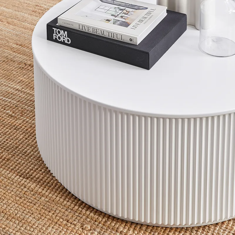 Nomad Round Coffee Table White, 90cm Dia x 36cm H (RRP $1749) - Image 6