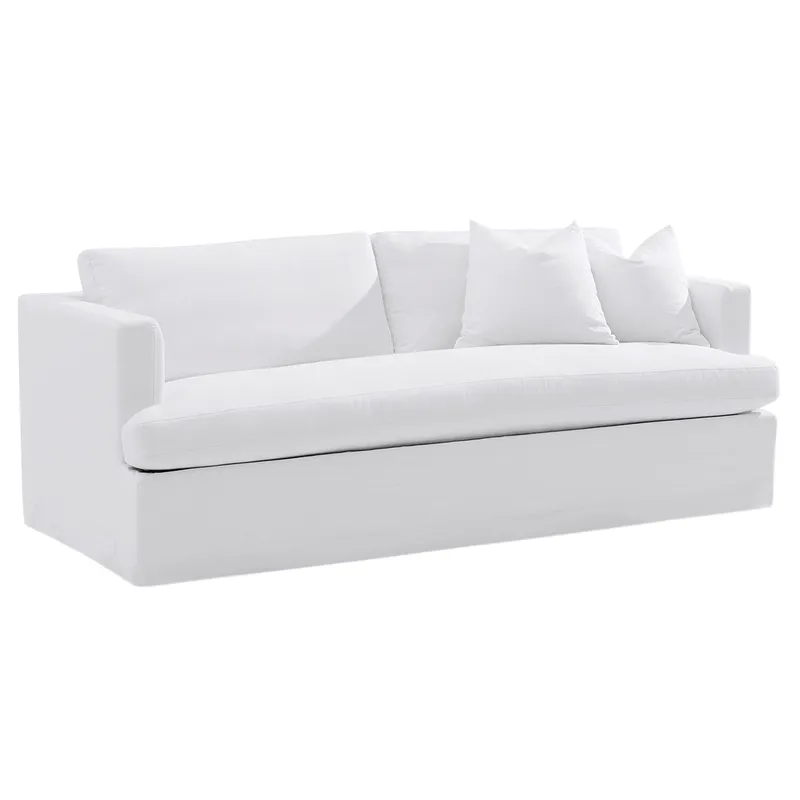 Birkshire 3 Seater Slip Cover Sofa White Linen, 220cm W x 96cm D x 90cm H (RRP $4499) - Image 2