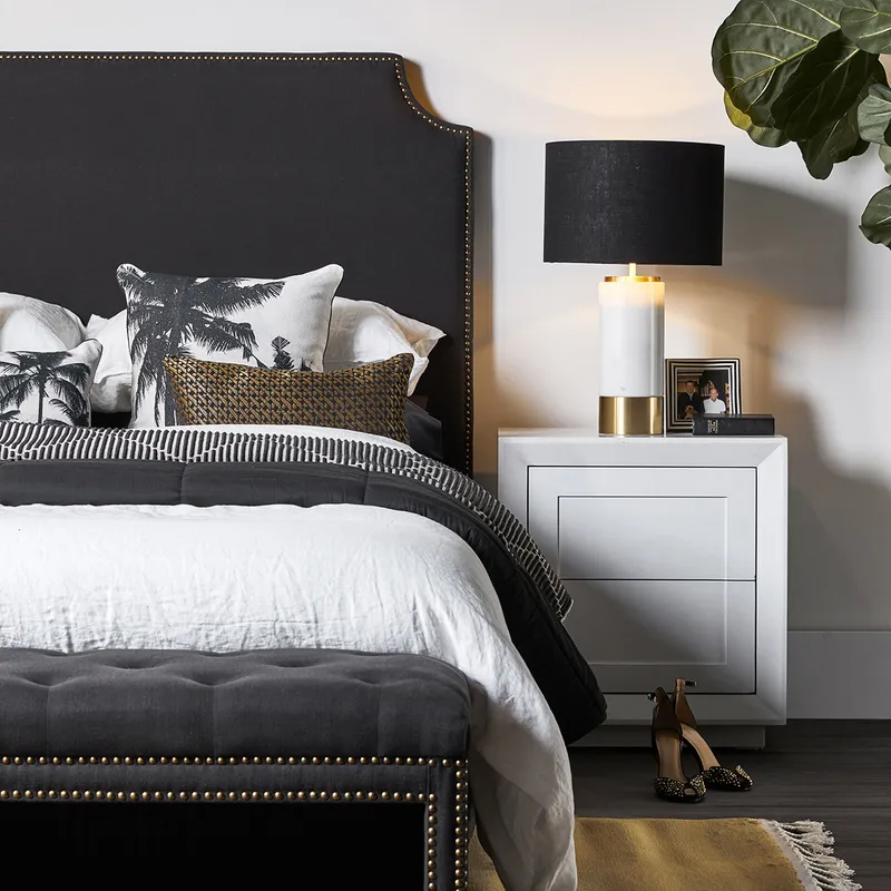 Balmain Tall Bedside Table White, 60cm W x 45cm D x 65cm H (RRP $1419) - Image 2