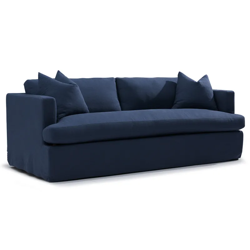Birkshire 3 Seater Slip Cover Sofa Navy Linen, 220cm W x 96cm D x 90cm H (RRP $4389) - Image 3