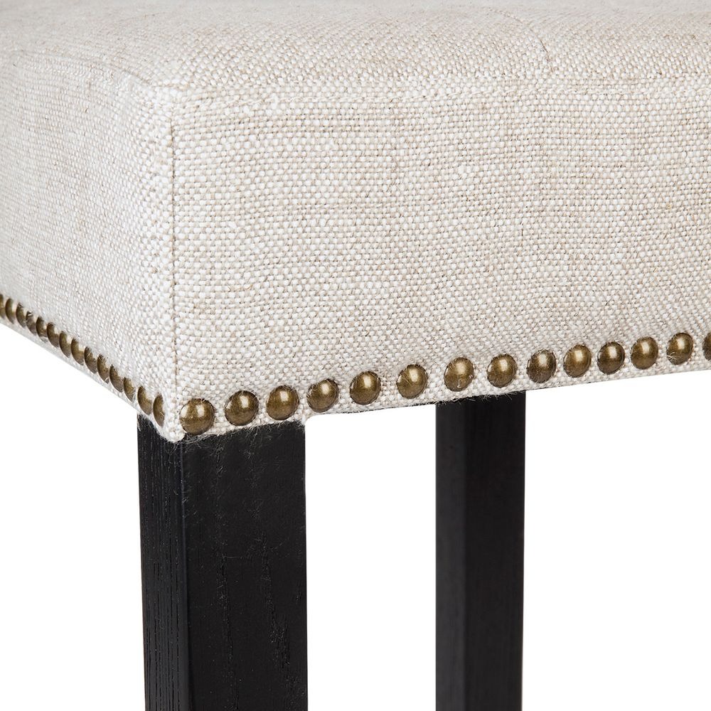 Canyon Black Kitchen Stool Natural Linen, 38cm Dia x 65cm H (RRP $583) - Image 5