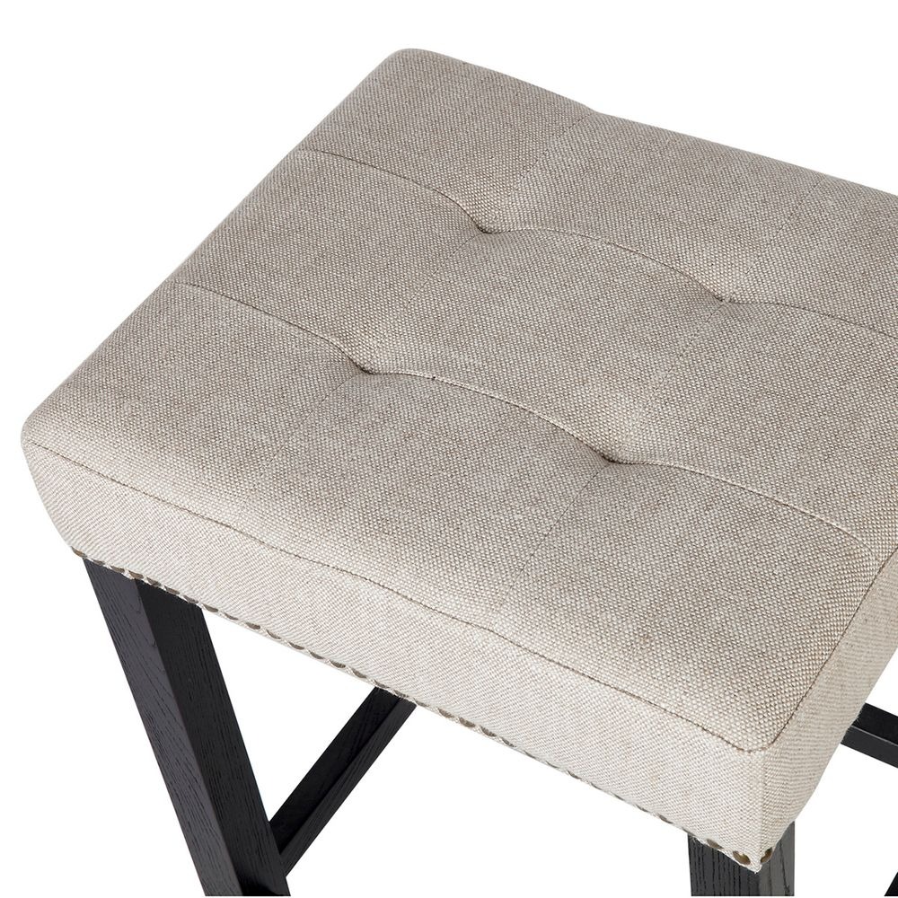 Canyon Black Kitchen Stool Natural Linen, 38cm Dia x 65cm H (RRP $583) - Image 6