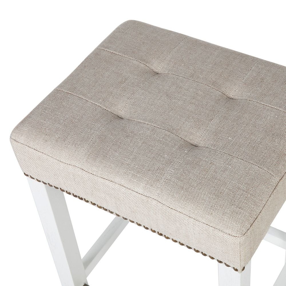 Canyon White Kitchen Stool Natural Linen, 40cm Dia x 66cm H (RRP $583) - Image 3